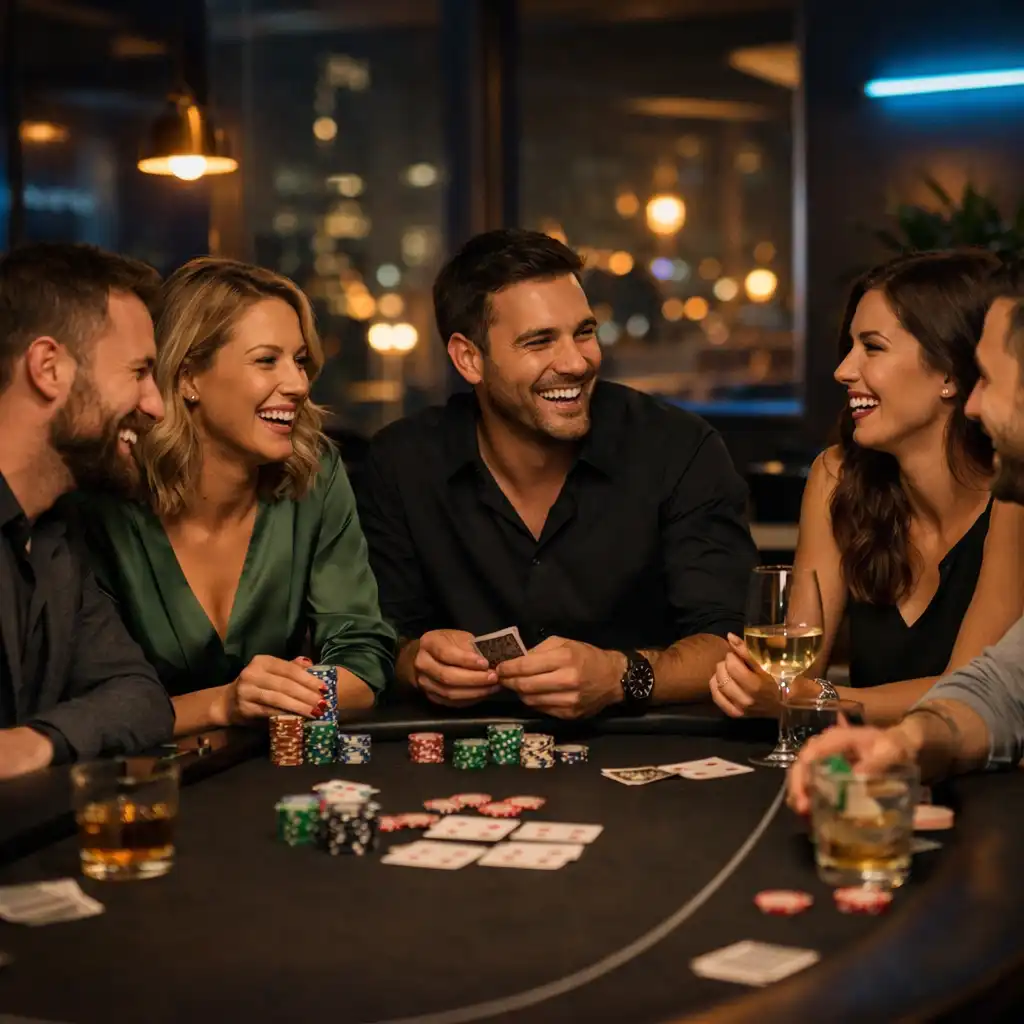 Stylový večerní pokerový stůl v Městském Klubu